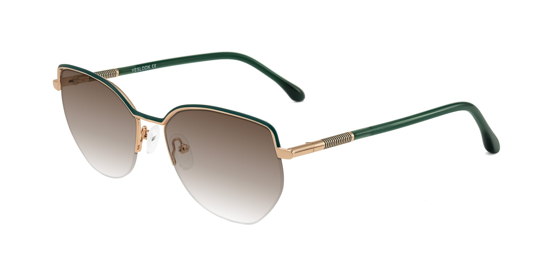 Angle of Heenan in Green/Gold with Brown Gradient Lenses