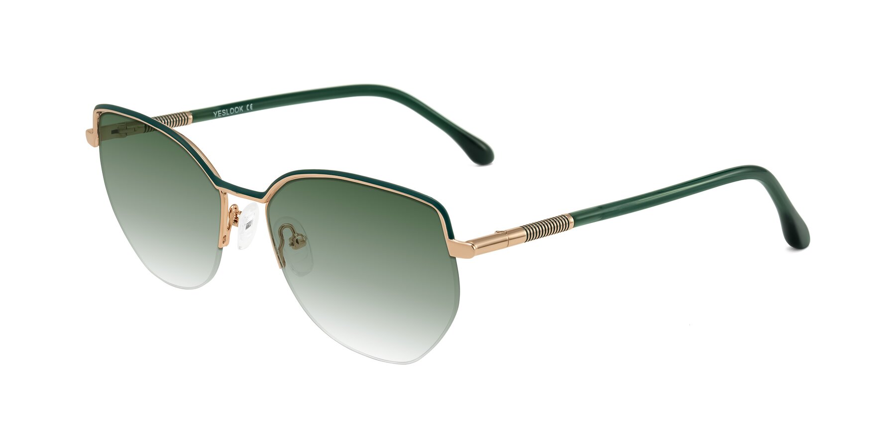 Angle of Heenan in Green/Gold with Green Gradient Lenses