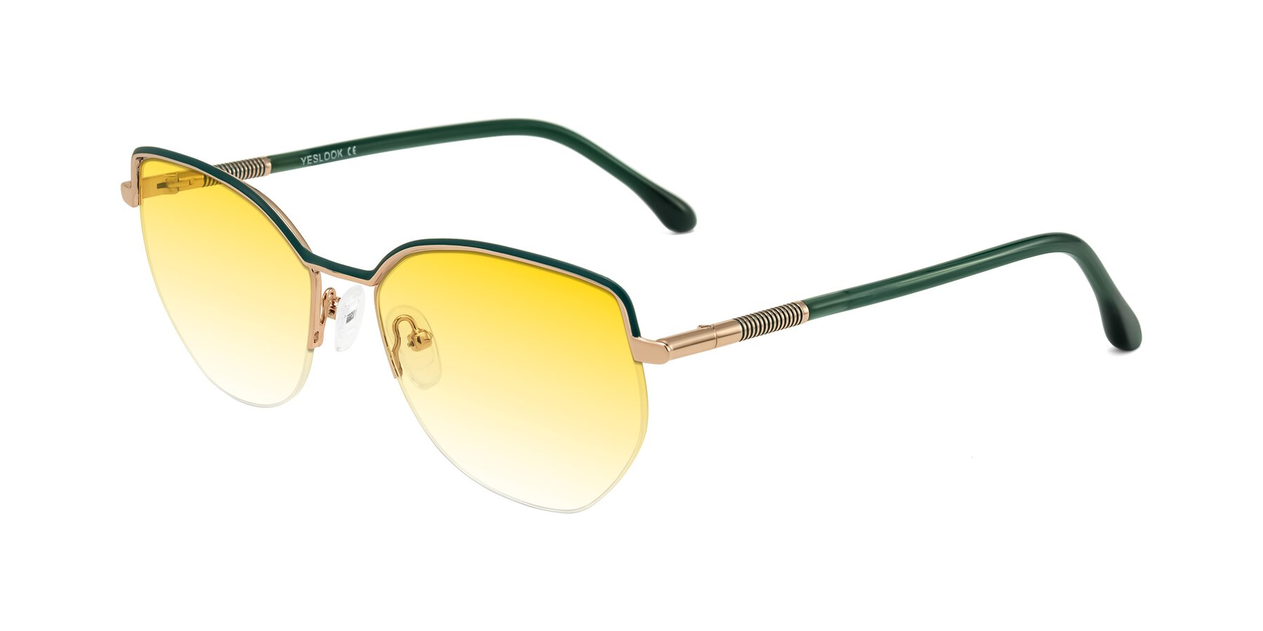 Angle of Heenan in Green/Gold with Yellow Gradient Lenses