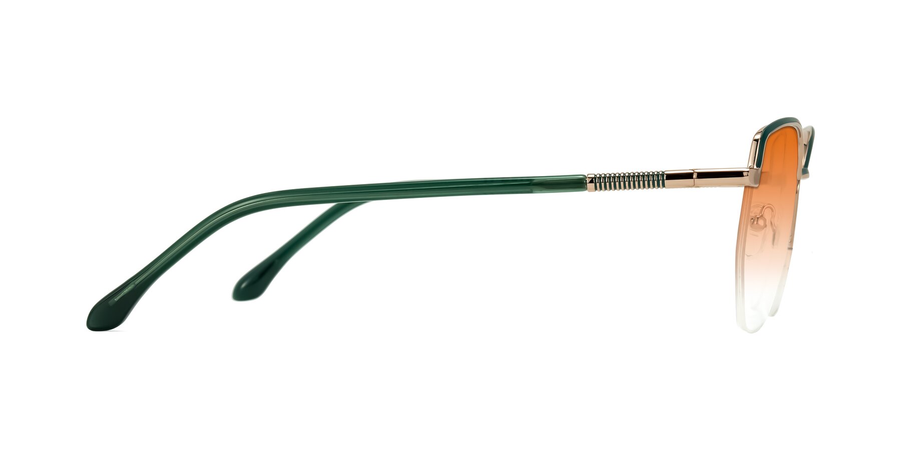 Side of Heenan in Green/Gold with Orange Gradient Lenses