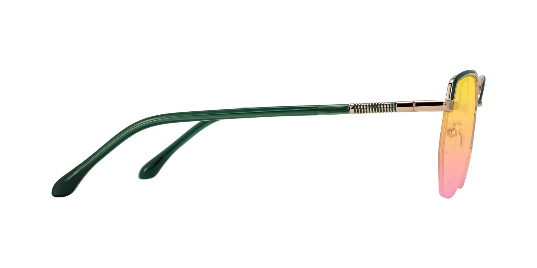 Side of Heenan in Green/Gold with Yellow / Pink Gradient Lenses