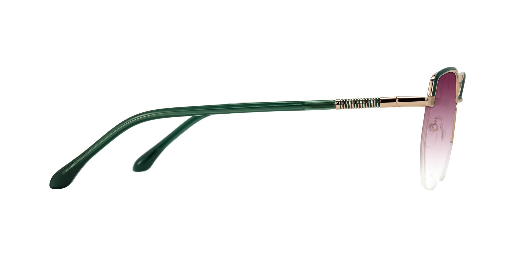 Side of Heenan in Green/Gold with Wine Gradient Lenses