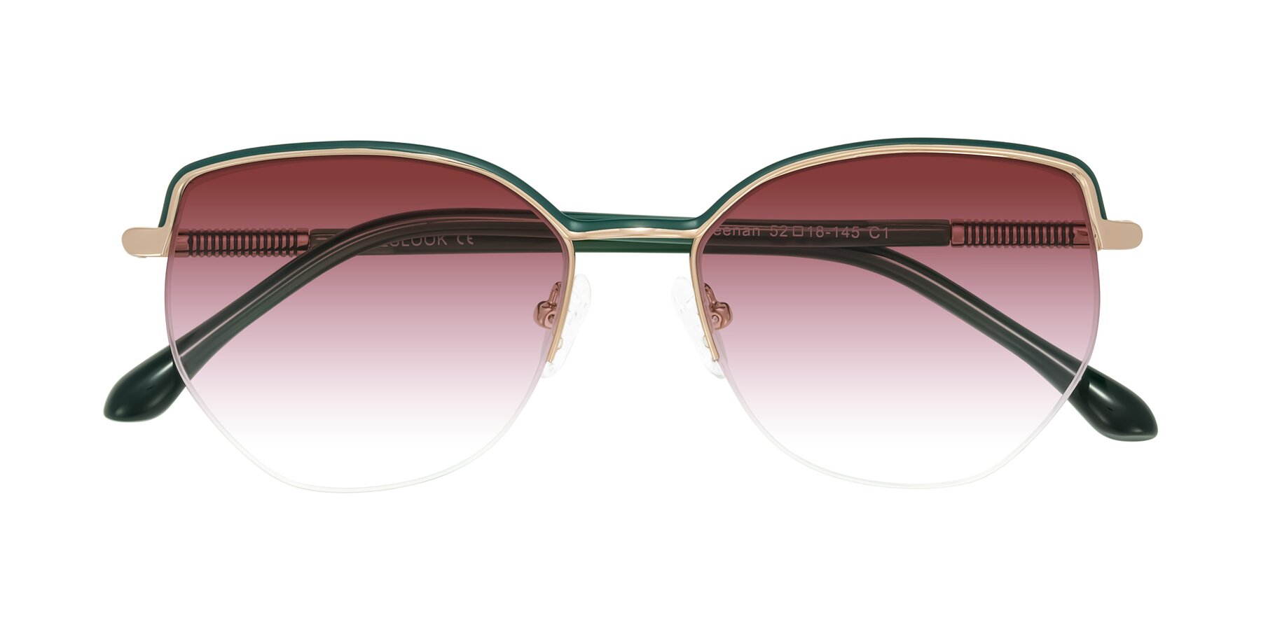 Folded Front of Heenan in Green/Gold with Garnet Gradient Lenses