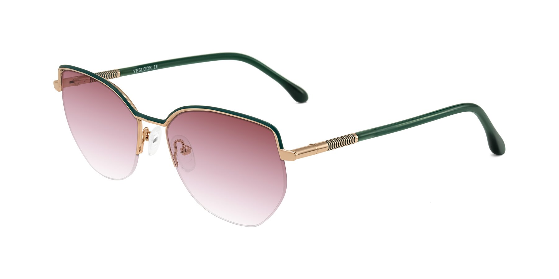 Angle of Heenan in Green/Gold with Garnet Gradient Lenses