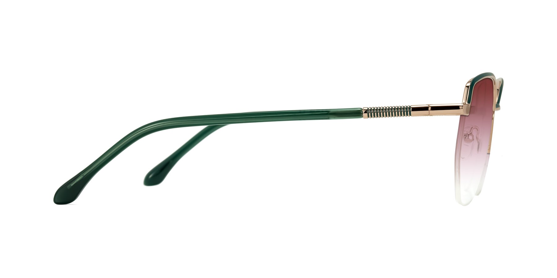 Side of Heenan in Green/Gold with Garnet Gradient Lenses