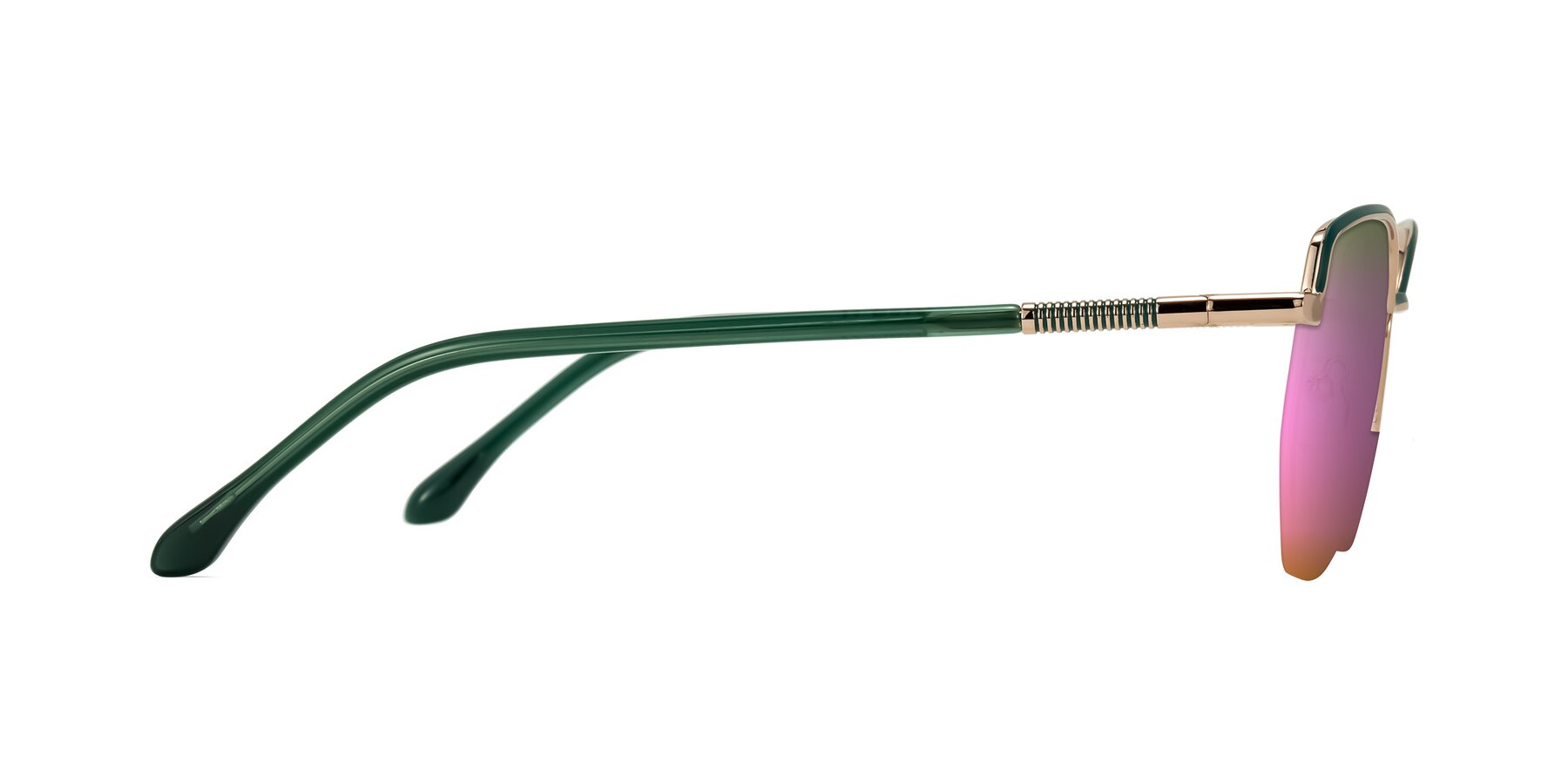 Side of Heenan in Green/Gold with Pink Mirrored Lenses