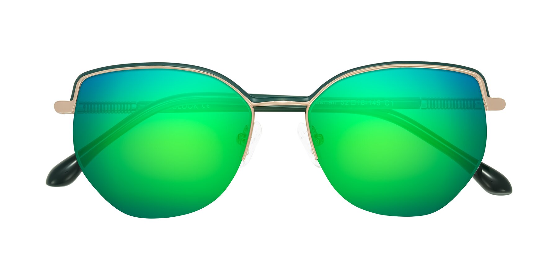 Folded Front of Heenan in Green/Gold with Green Mirrored Lenses