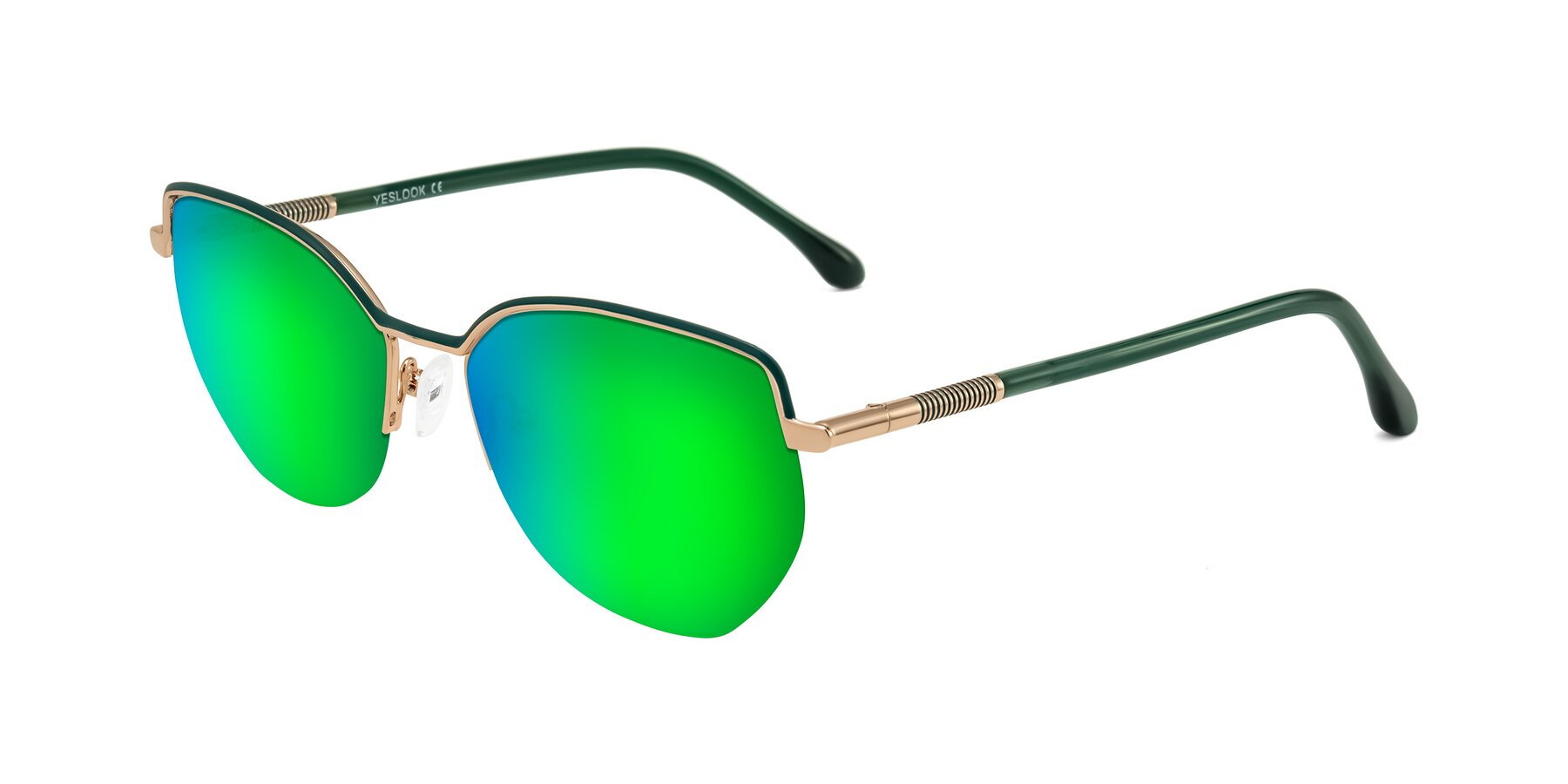 Angle of Heenan in Green/Gold with Green Mirrored Lenses