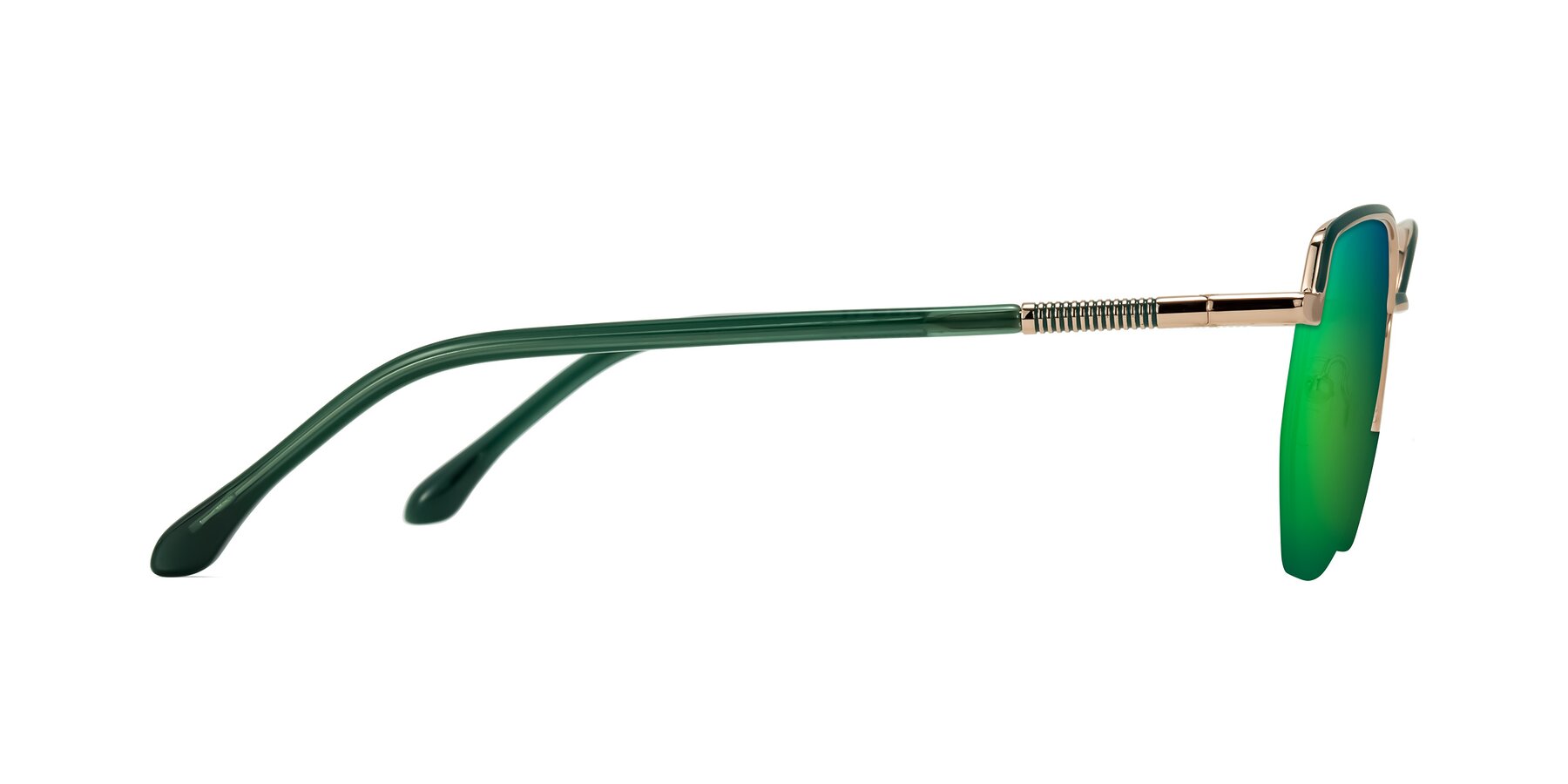 Side of Heenan in Green/Gold with Green Mirrored Lenses
