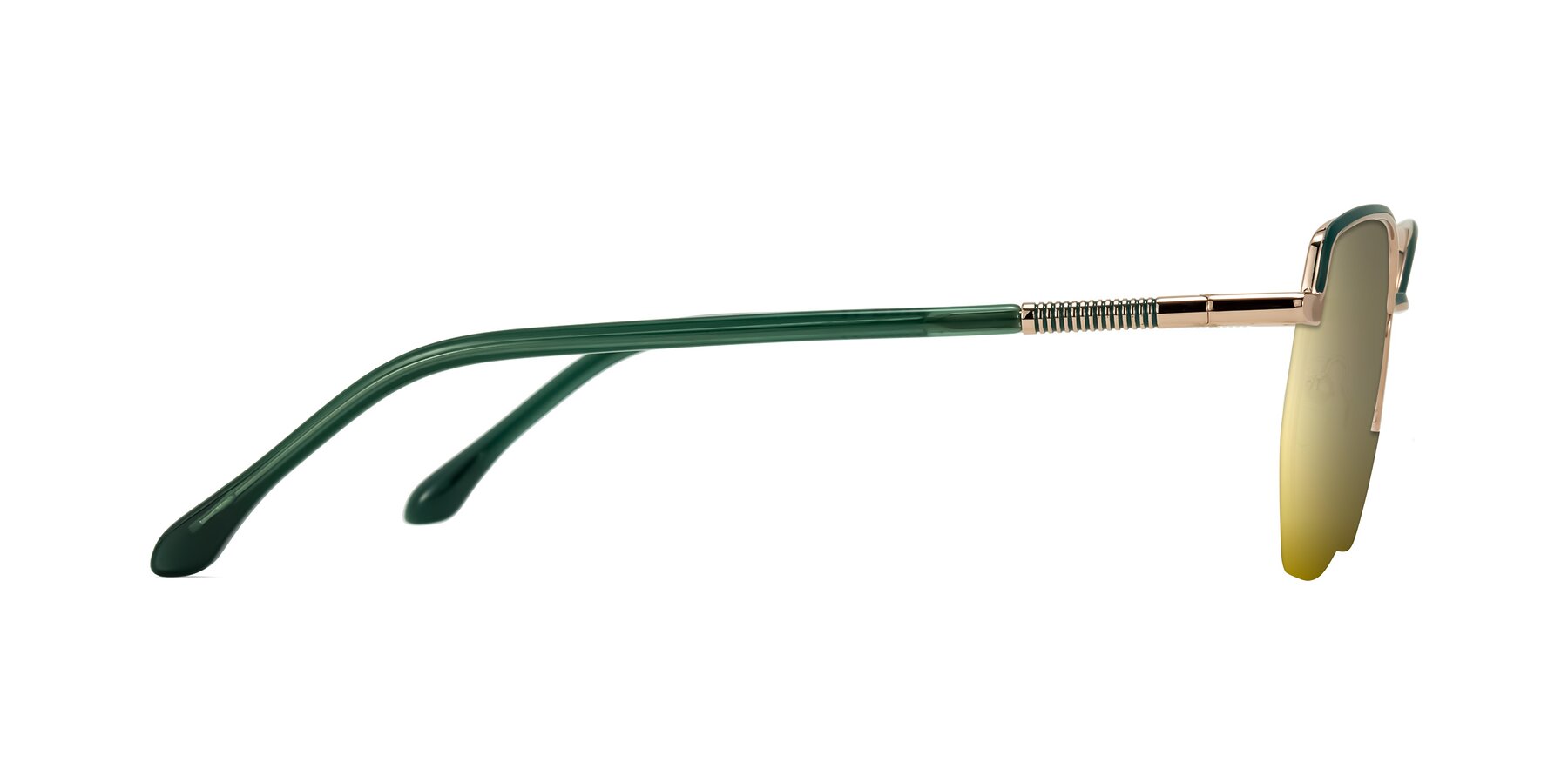 Side of Heenan in Green/Gold with Gold Mirrored Lenses