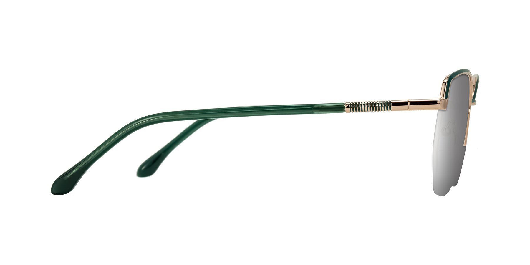 Side of Heenan in Green/Gold with Silver Mirrored Lenses