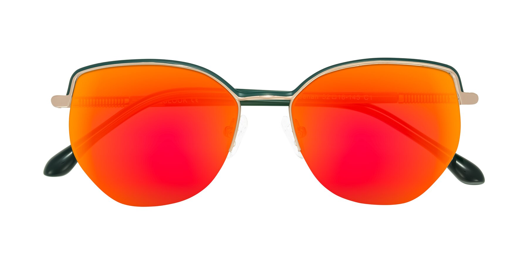 Folded Front of Heenan in Green/Gold with Red Gold Mirrored Lenses