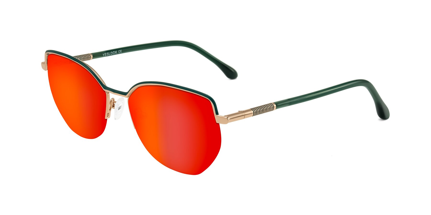 Angle of Heenan in Green/Gold with Red Gold Mirrored Lenses