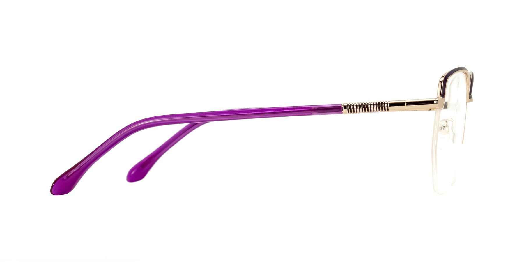 Side of Heenan in Purple/Gold with Clear Blue Light Blocking Lenses