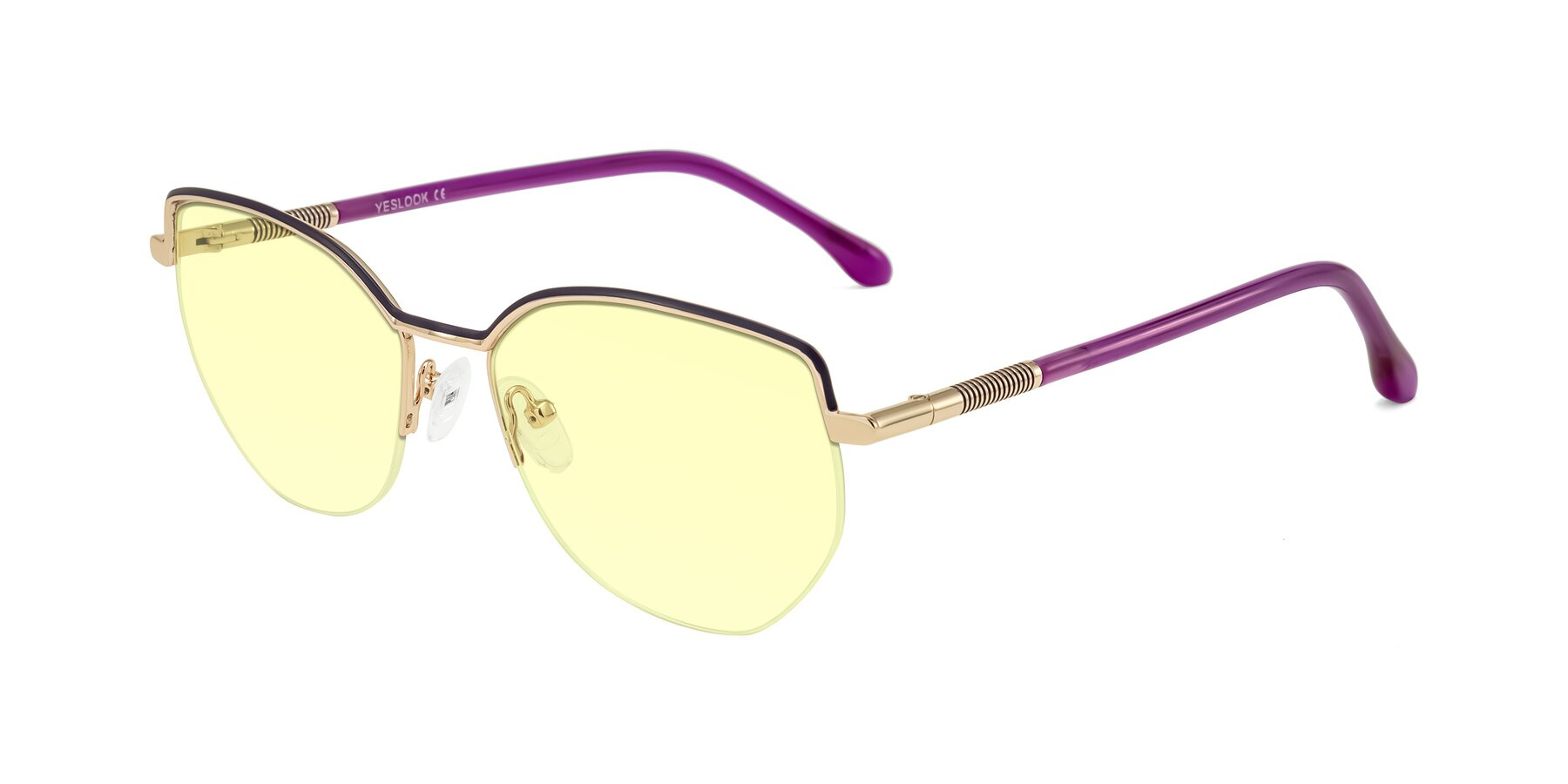 Angle of Heenan in Purple/Gold with Light Yellow Tinted Lenses