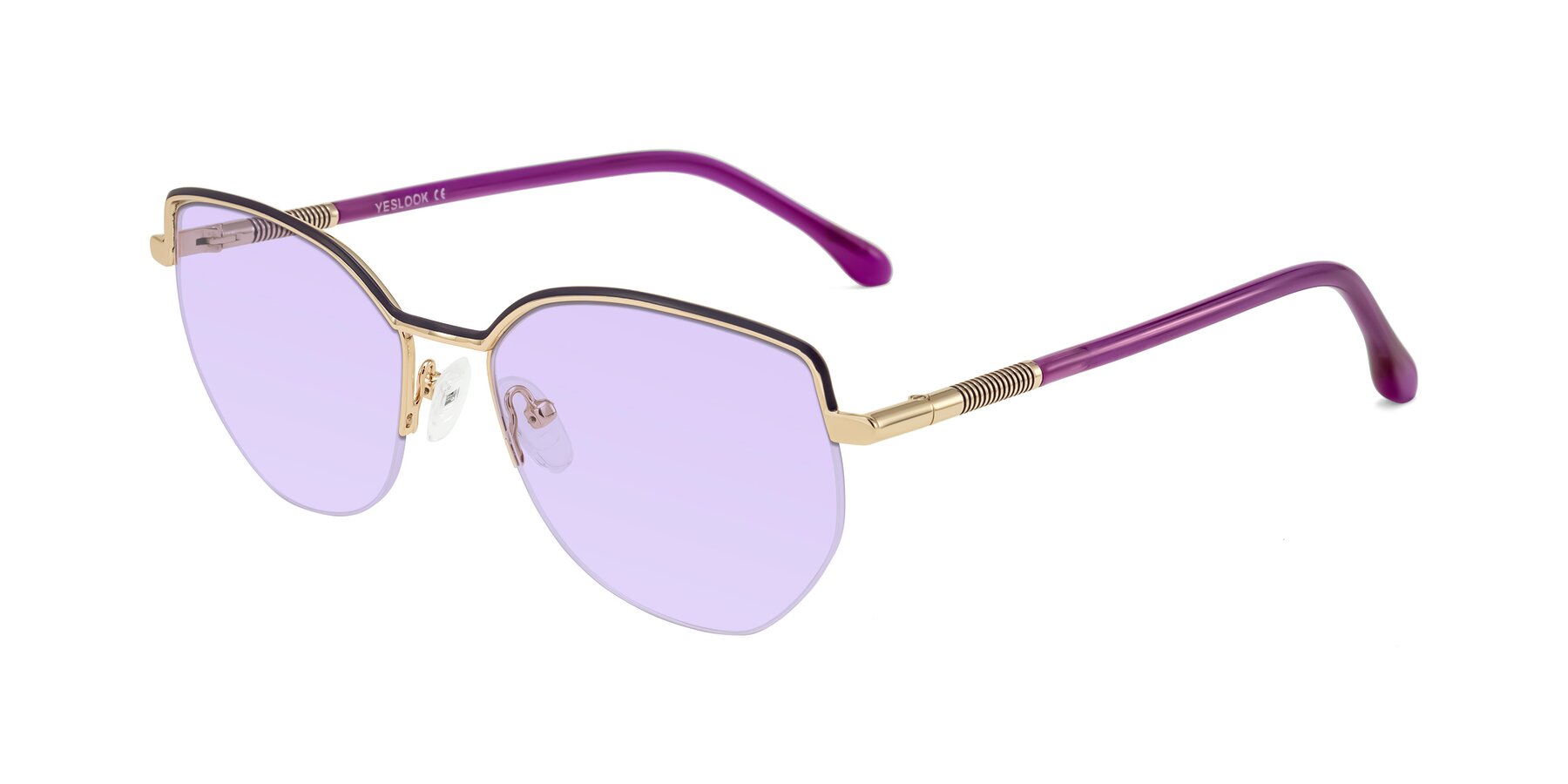 Angle of Heenan in Purple/Gold with Light Purple Tinted Lenses