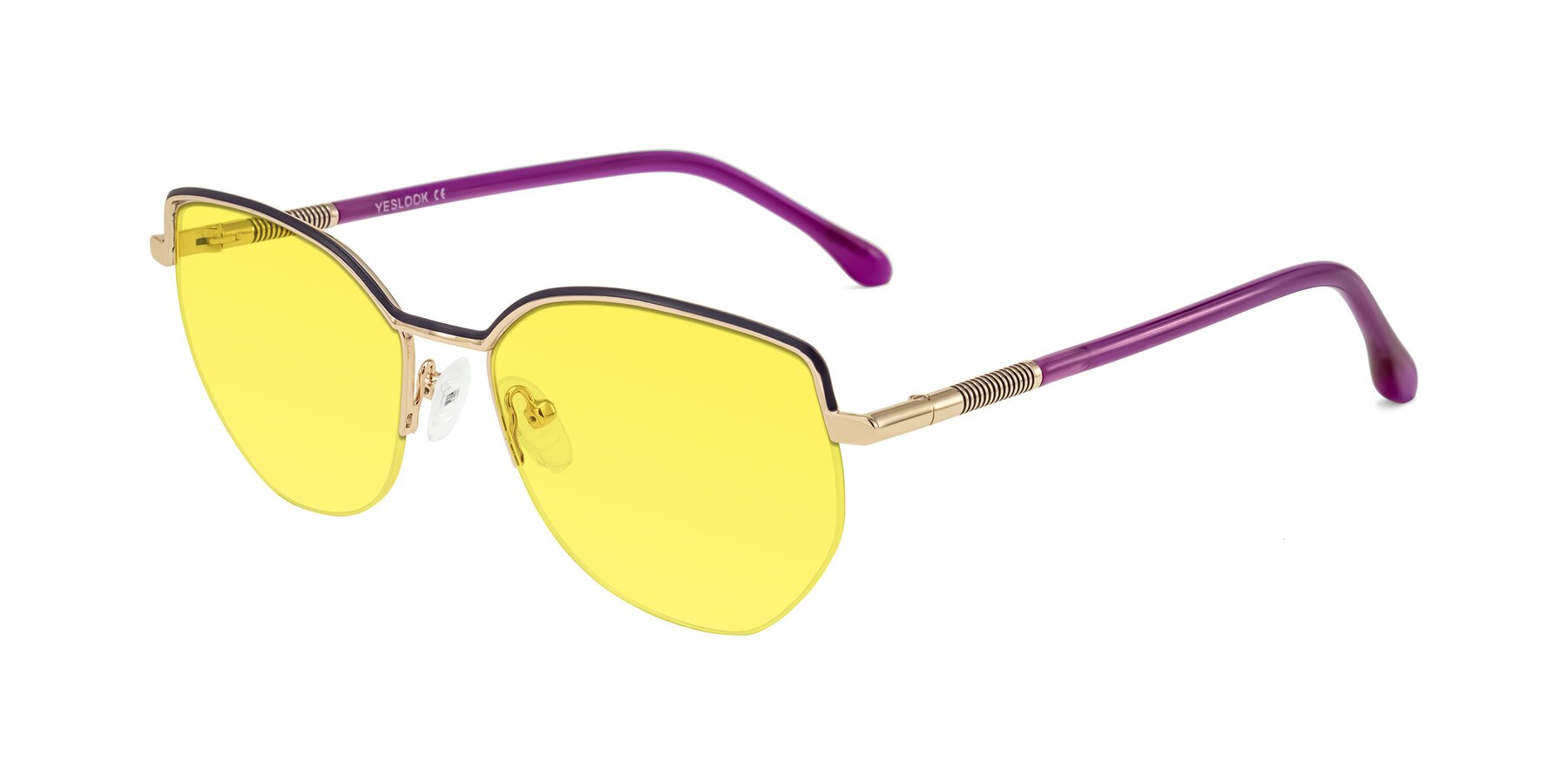 Angle of Heenan in Purple/Gold with Medium Yellow Tinted Lenses