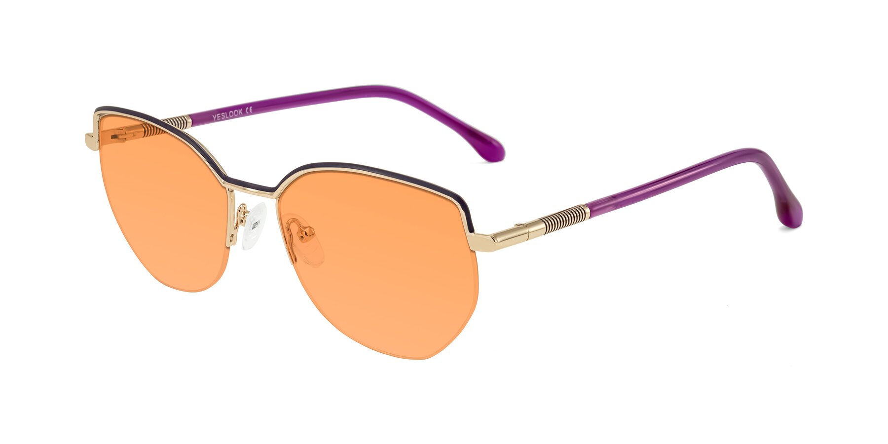 Angle of Heenan in Purple/Gold with Medium Orange Tinted Lenses