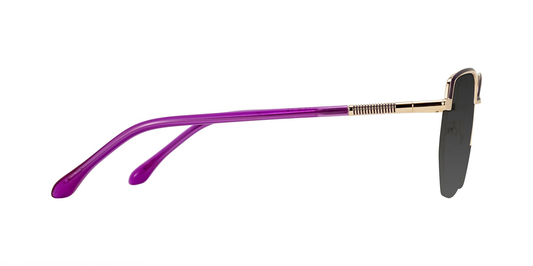 Side of Heenan in Purple/Gold with Gray Tinted Lenses