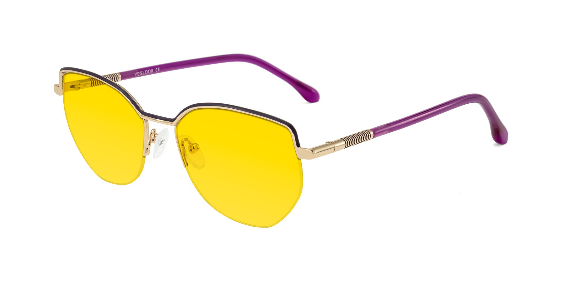 Angle of Heenan in Purple/Gold with Yellow Tinted Lenses