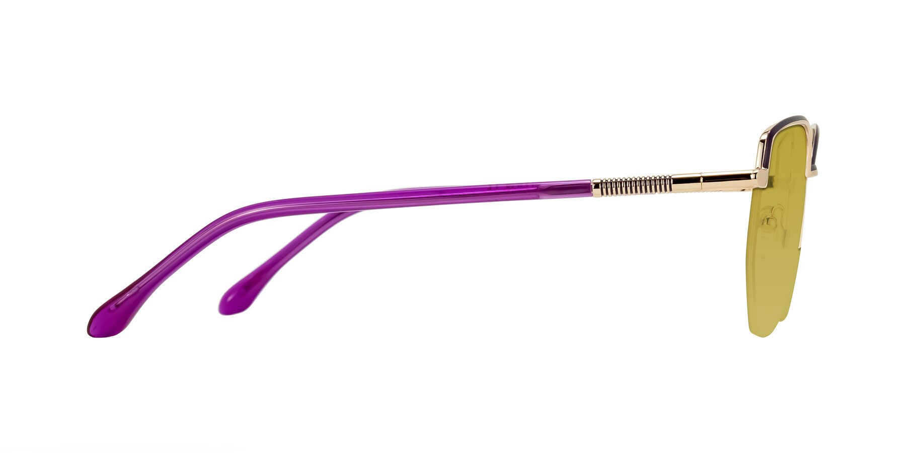 Side of Heenan in Purple/Gold with Champagne Tinted Lenses