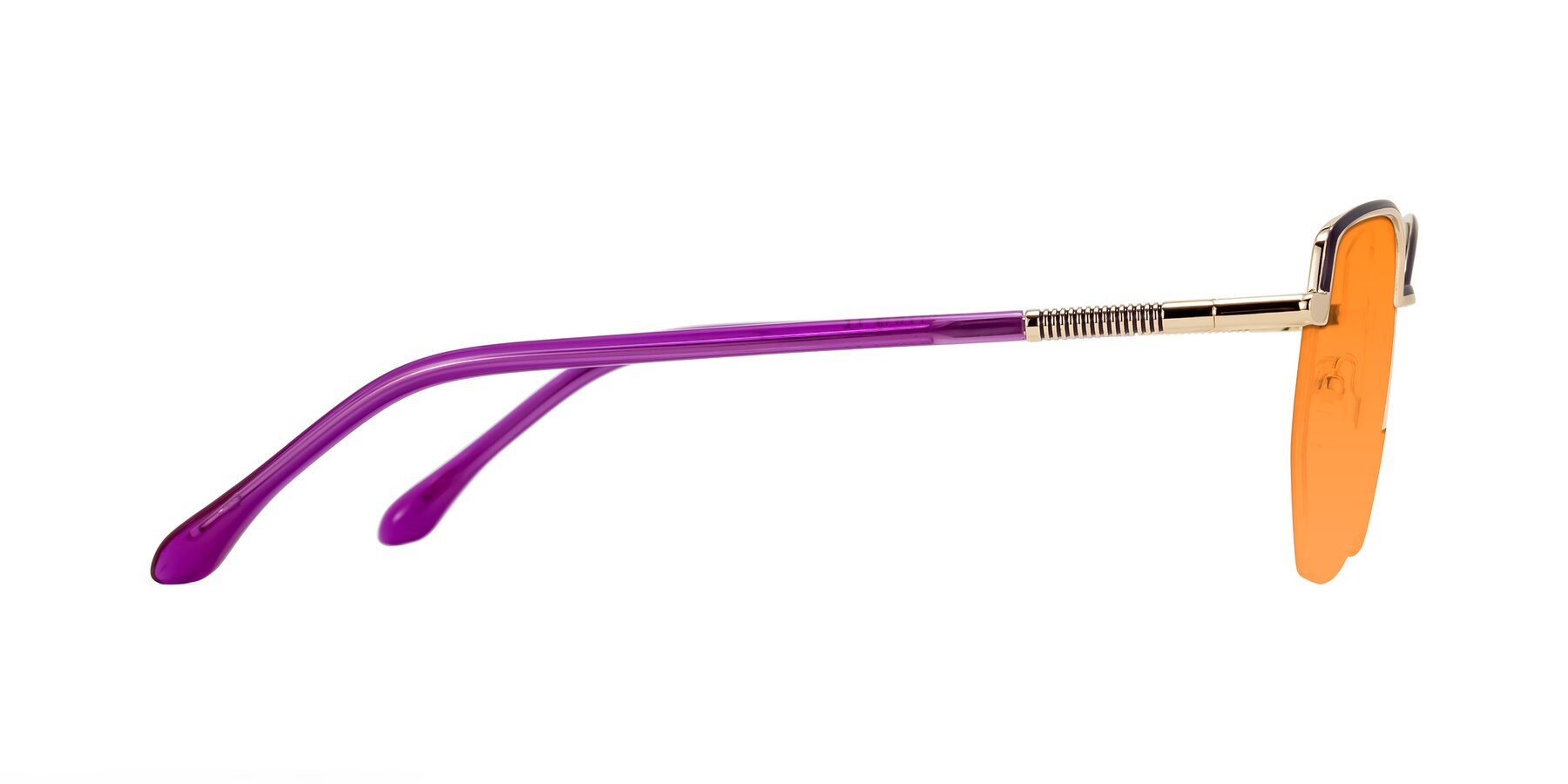 Side of Heenan in Purple/Gold with Orange Tinted Lenses