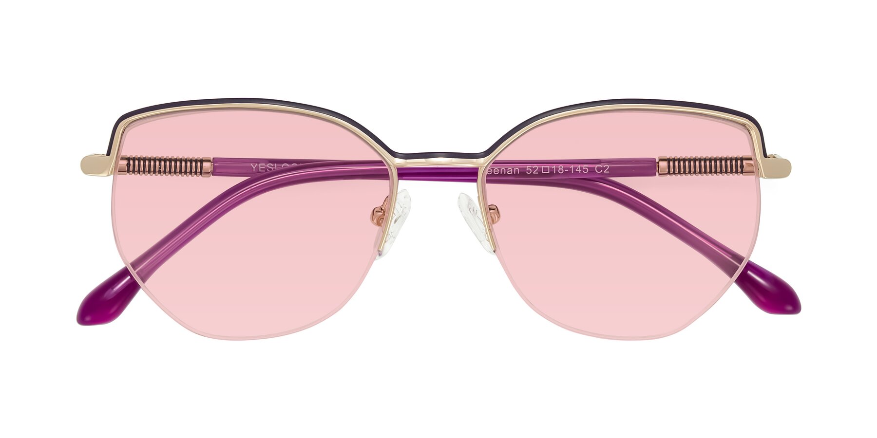 Folded Front of Heenan in Purple/Gold with Light Garnet Tinted Lenses