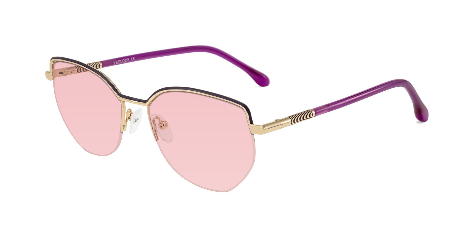 Angle of Heenan in Purple/Gold with Light Garnet Tinted Lenses