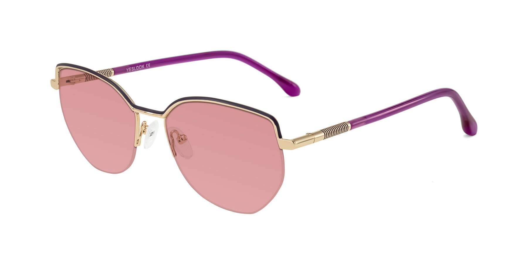 Angle of Heenan in Purple/Gold with Medium Garnet Tinted Lenses