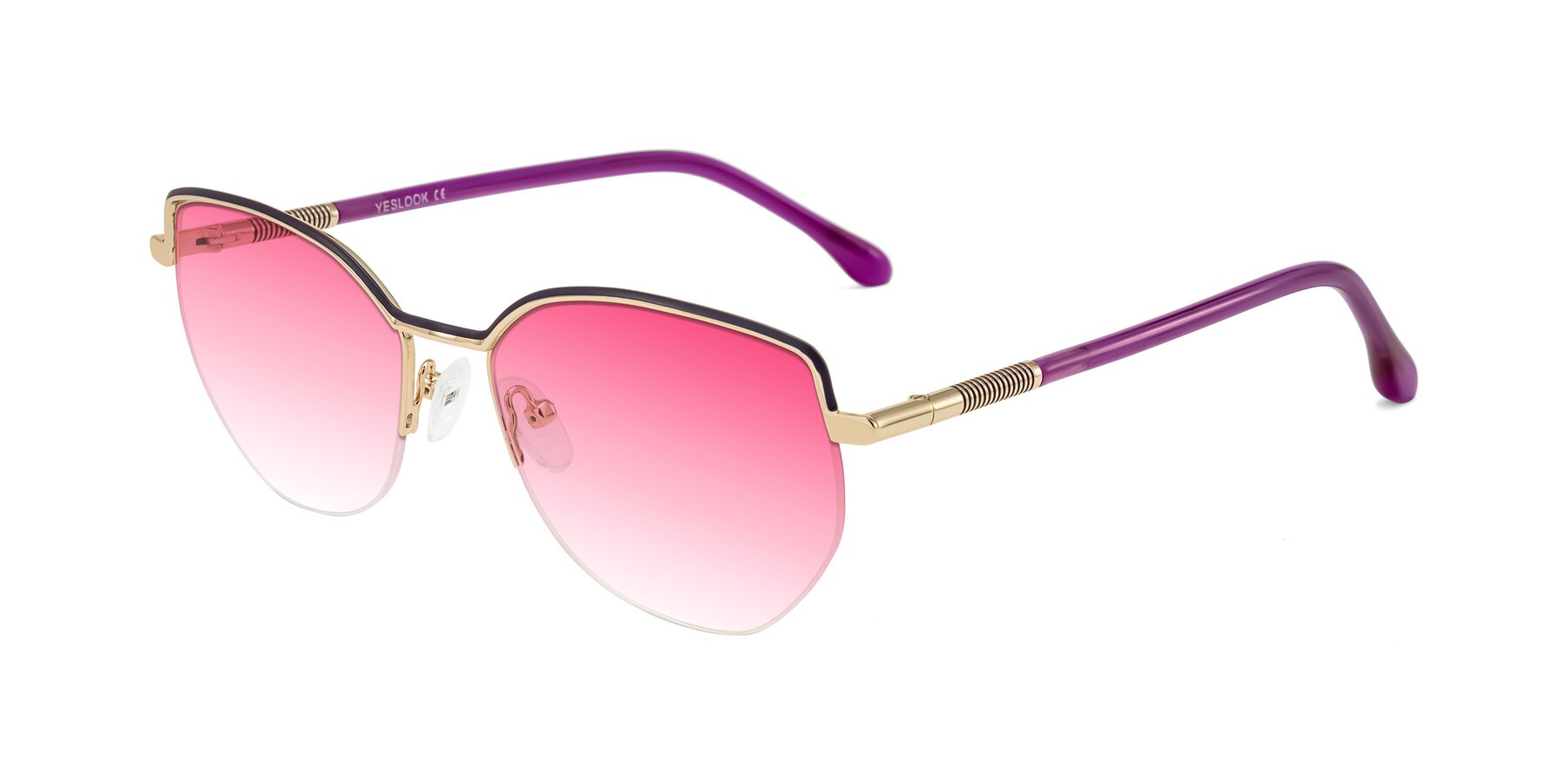 Angle of Heenan in Purple/Gold with Pink Gradient Lenses