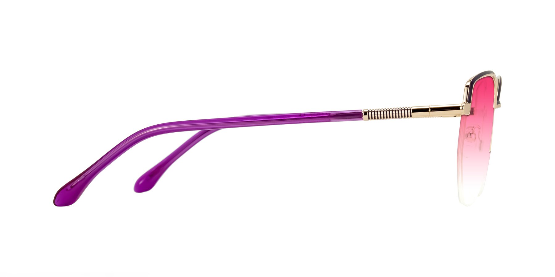 Side of Heenan in Purple/Gold with Pink Gradient Lenses