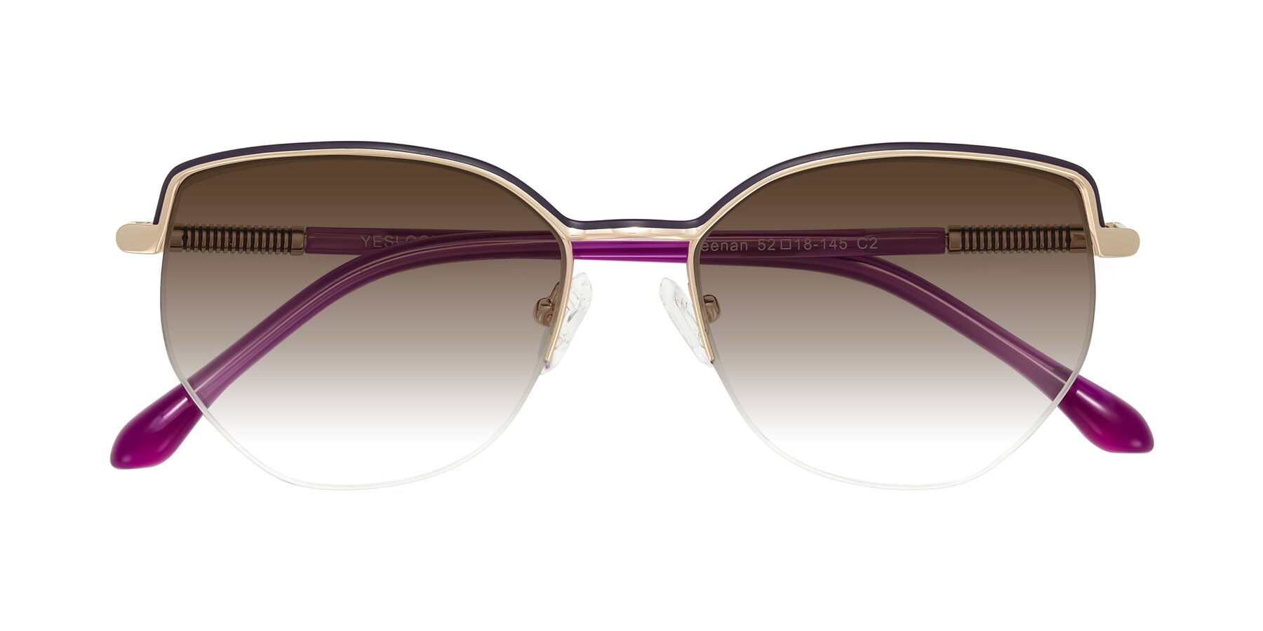 Folded Front of Heenan in Purple/Gold with Brown Gradient Lenses