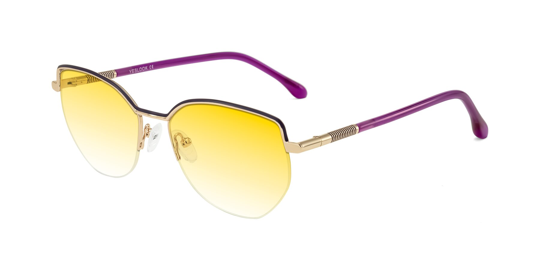 Angle of Heenan in Purple/Gold with Yellow Gradient Lenses