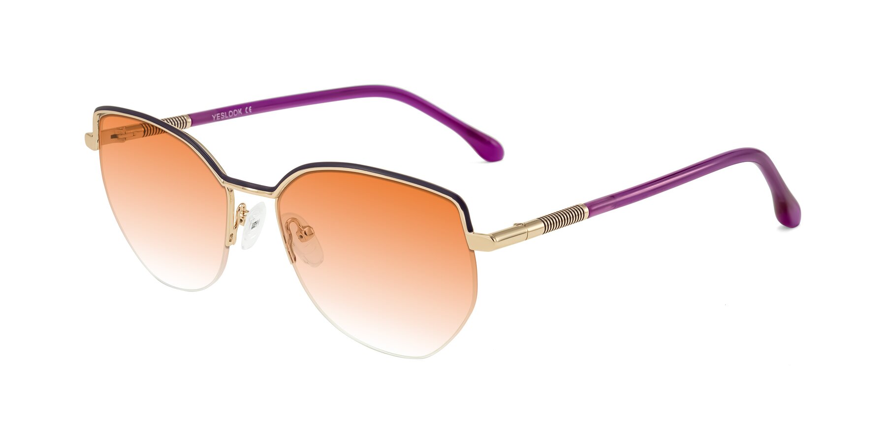 Angle of Heenan in Purple/Gold with Orange Gradient Lenses