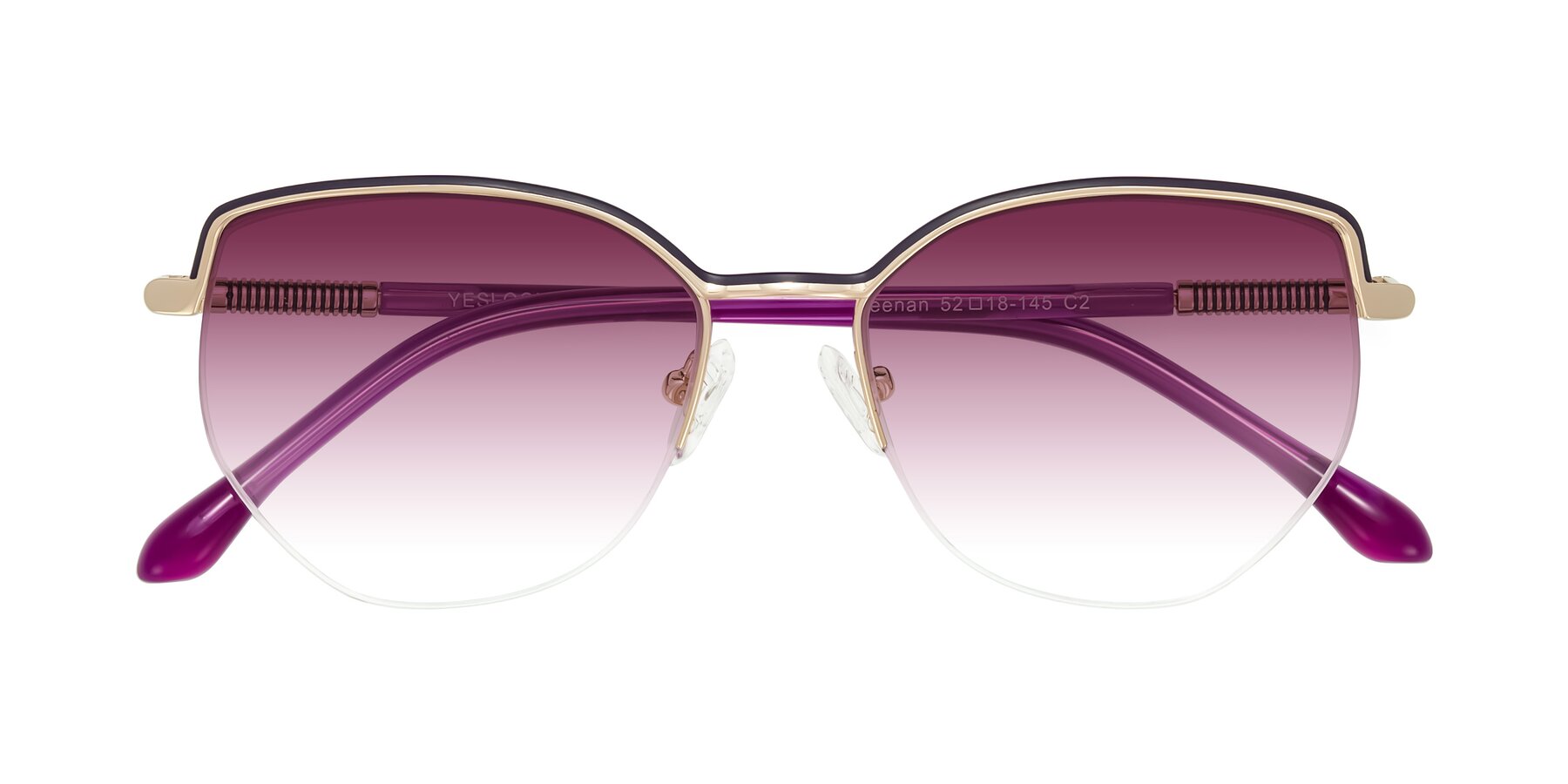 Folded Front of Heenan in Purple/Gold with Wine Gradient Lenses