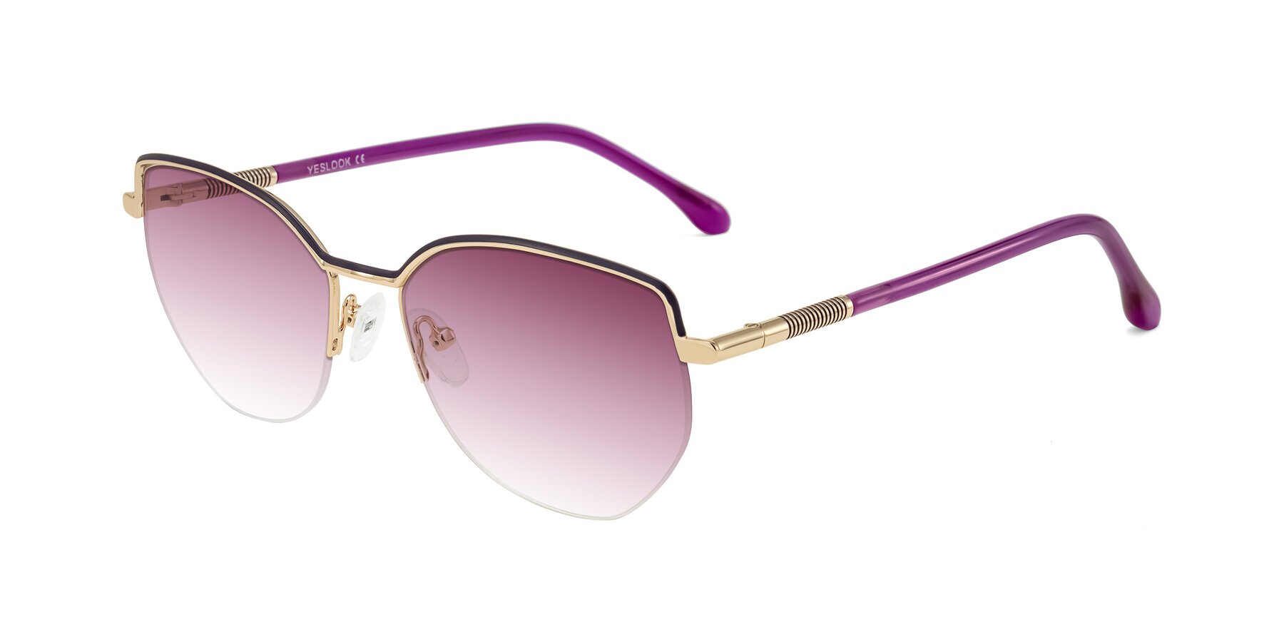 Angle of Heenan in Purple/Gold with Wine Gradient Lenses