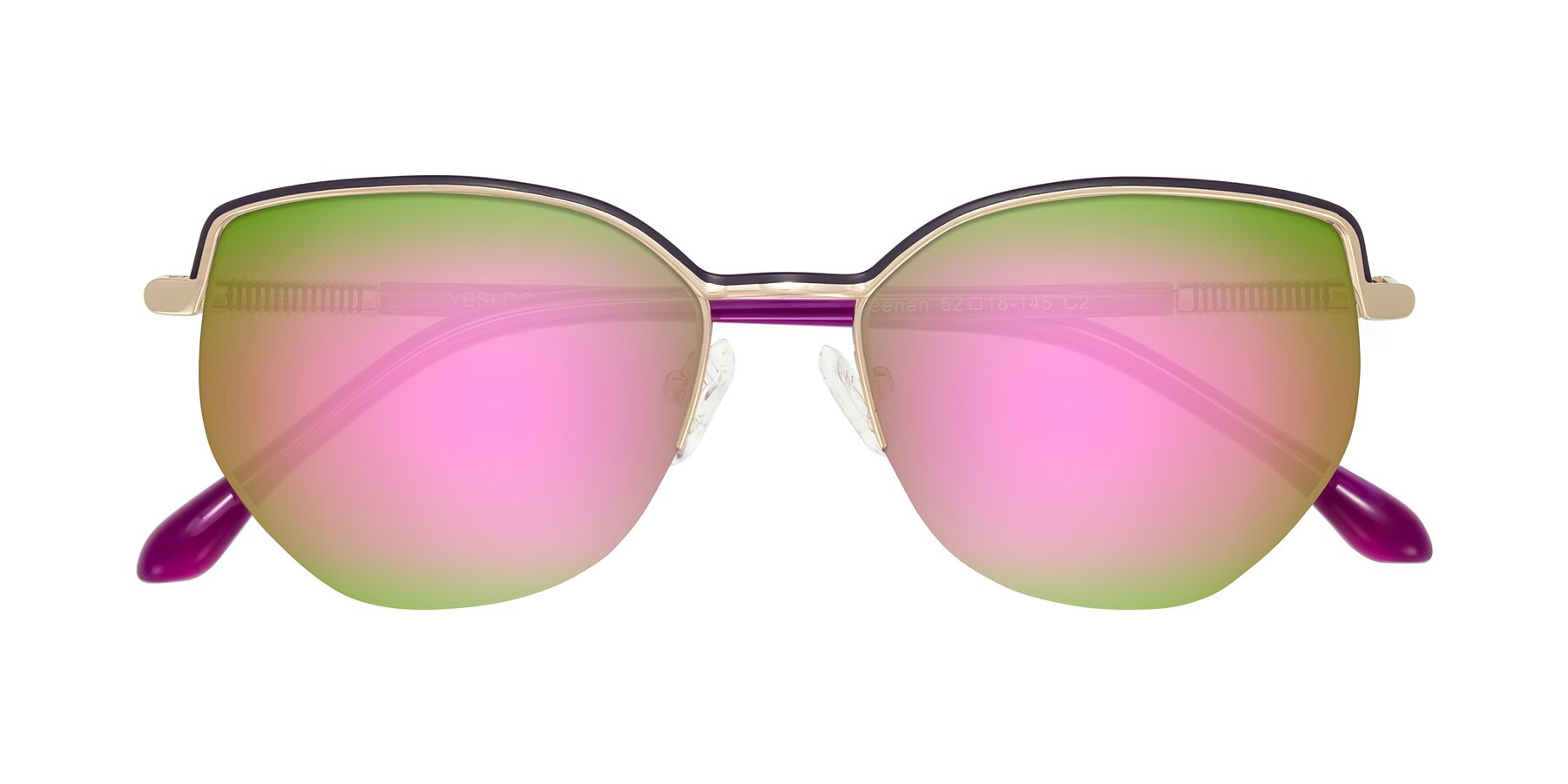 Folded Front of Heenan in Purple/Gold with Pink Mirrored Lenses