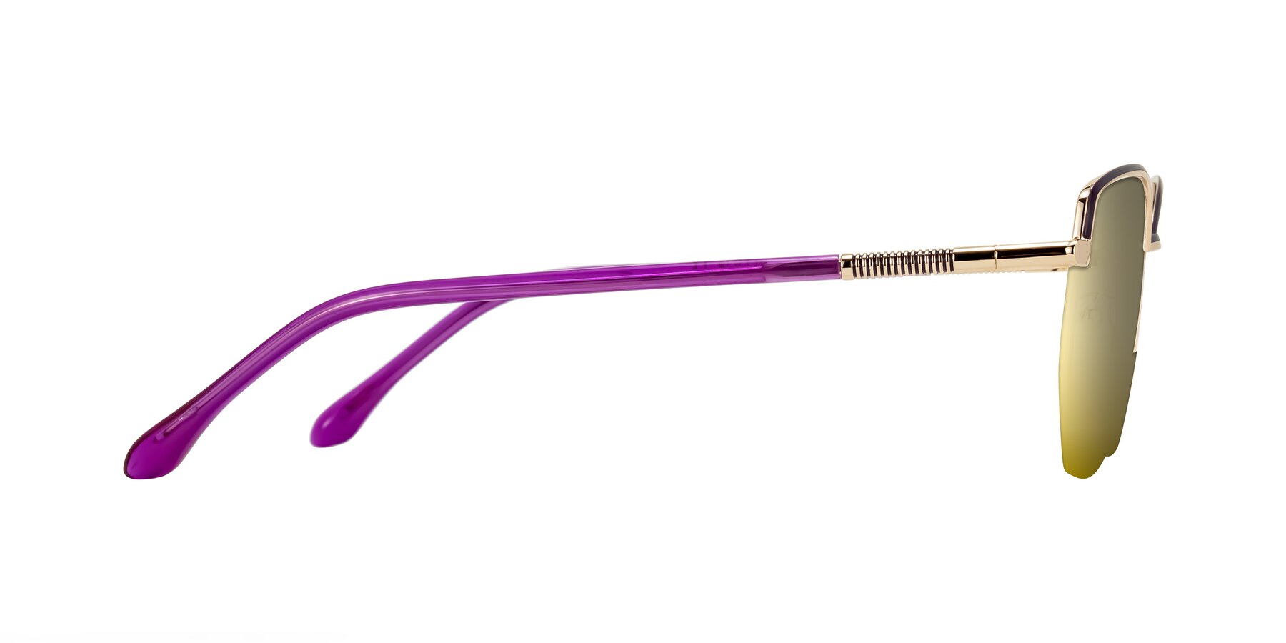 Side of Heenan in Purple/Gold with Gold Mirrored Lenses