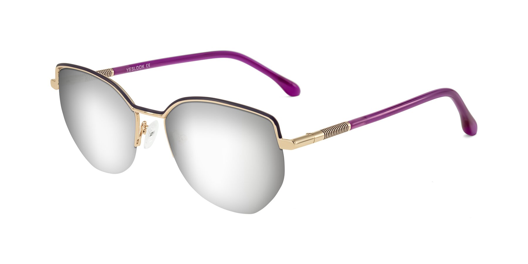 Angle of Heenan in Purple/Gold with Silver Mirrored Lenses