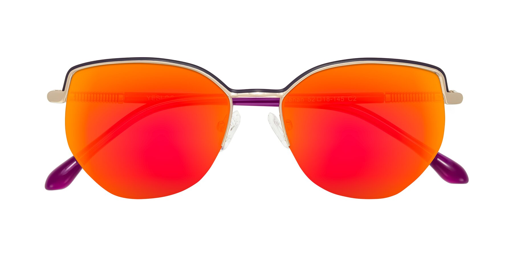 Folded Front of Heenan in Purple/Gold with Red Gold Mirrored Lenses