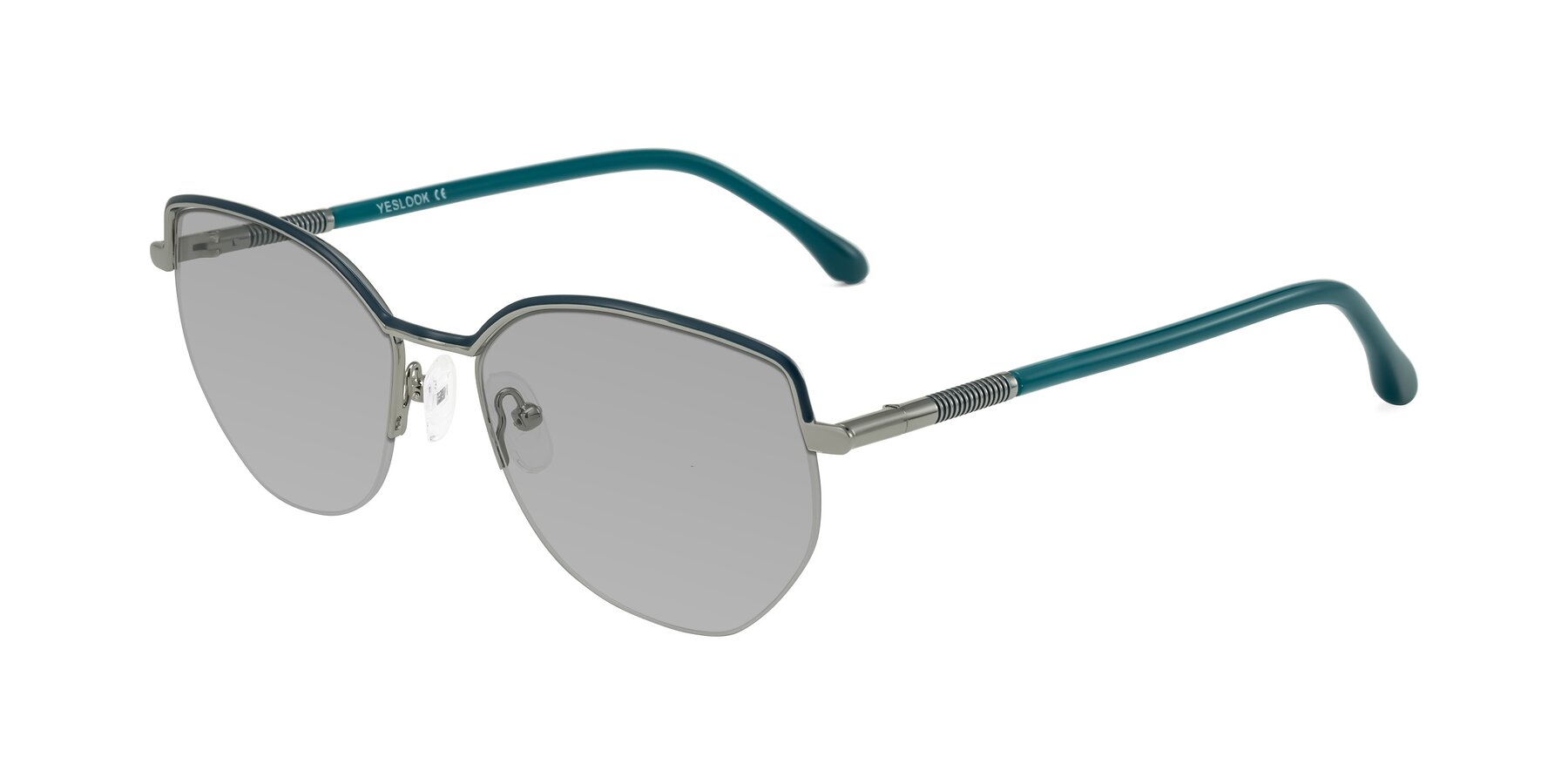 Angle of Heenan in Teal/Silver with Light Gray Tinted Lenses