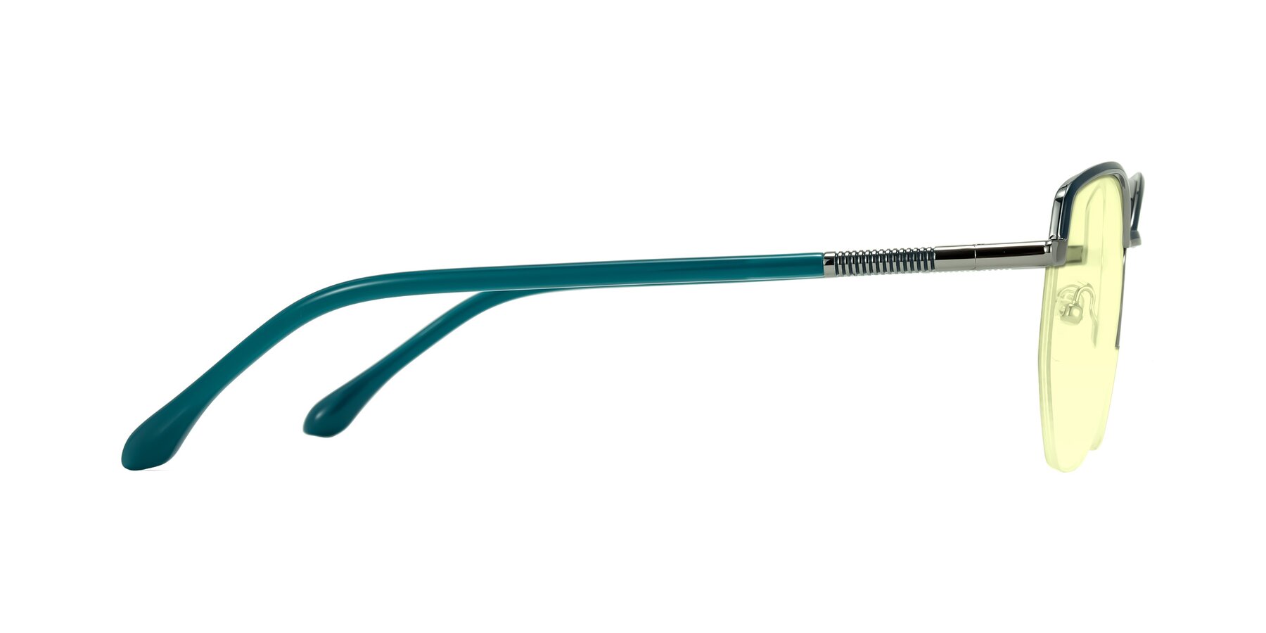 Side of Heenan in Teal/Silver with Light Yellow Tinted Lenses