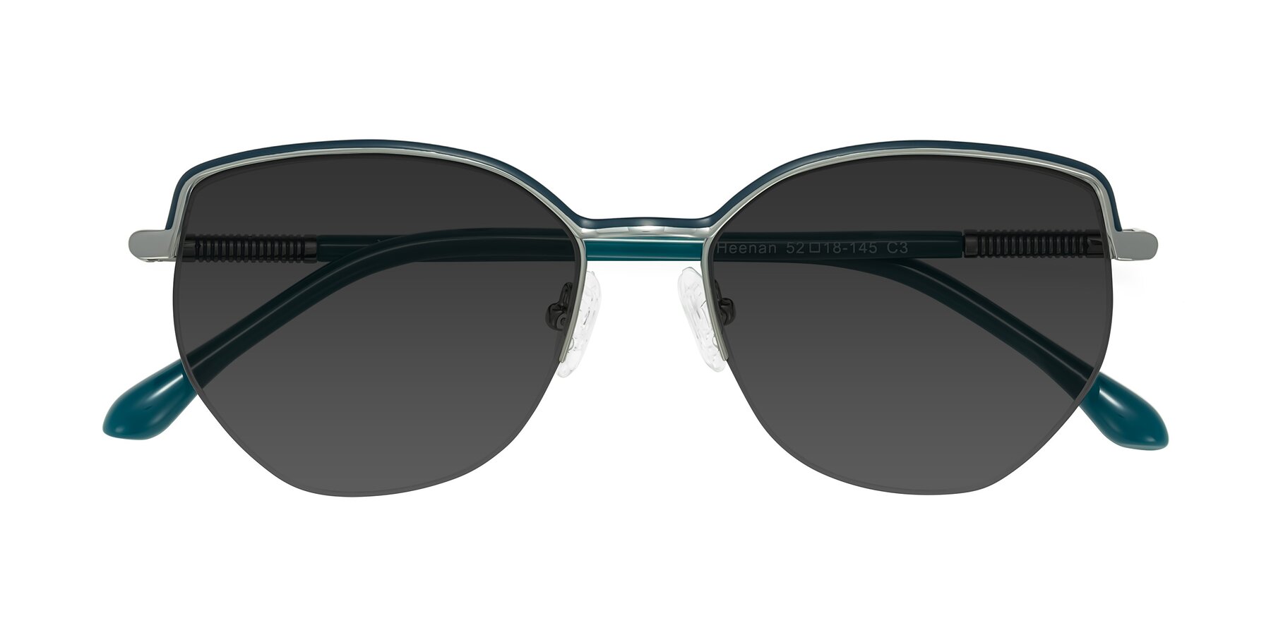 Folded Front of Heenan in Teal/Silver with Gray Tinted Lenses