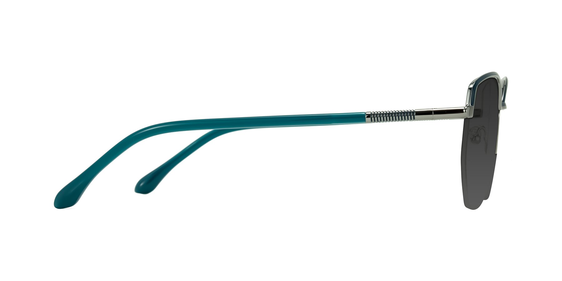 Side of Heenan in Teal/Silver with Gray Tinted Lenses
