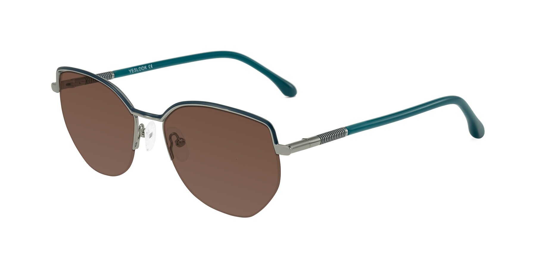 Angle of Heenan in Teal/Silver with Brown Tinted Lenses