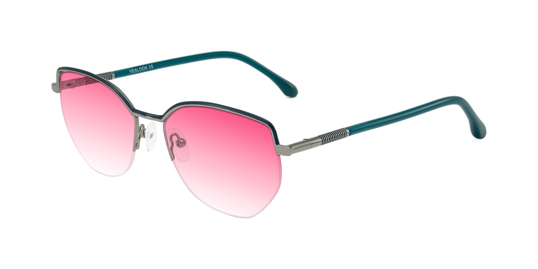Angle of Heenan in Teal/Silver with Pink Gradient Lenses