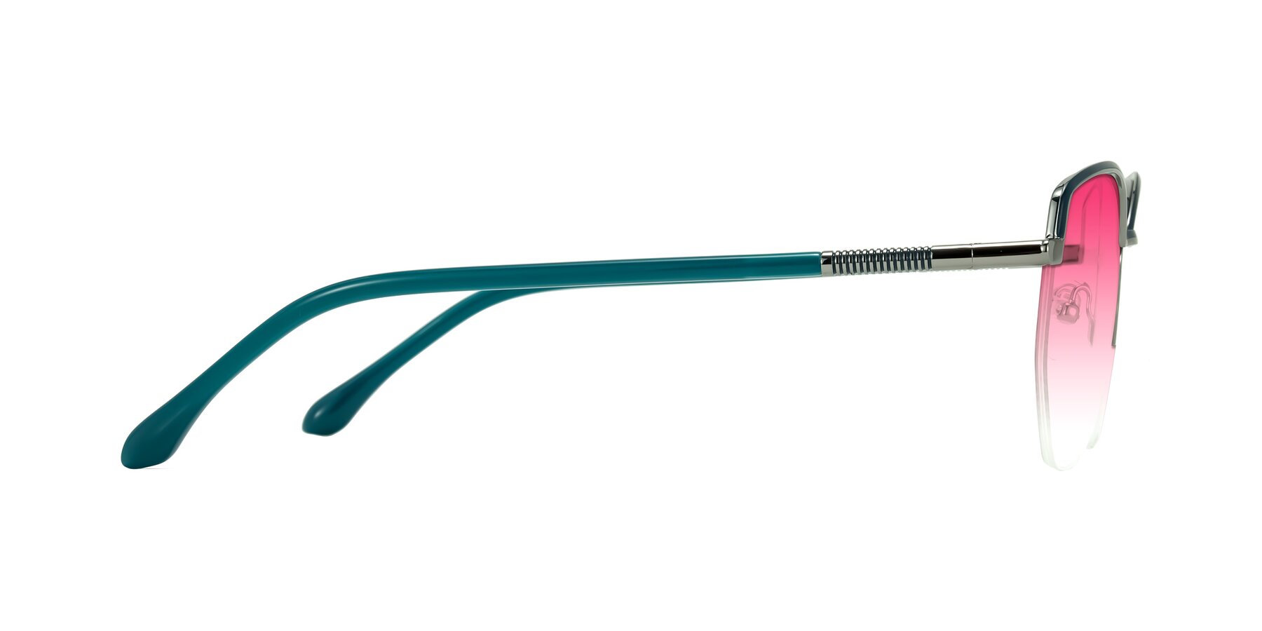Side of Heenan in Teal/Silver with Pink Gradient Lenses
