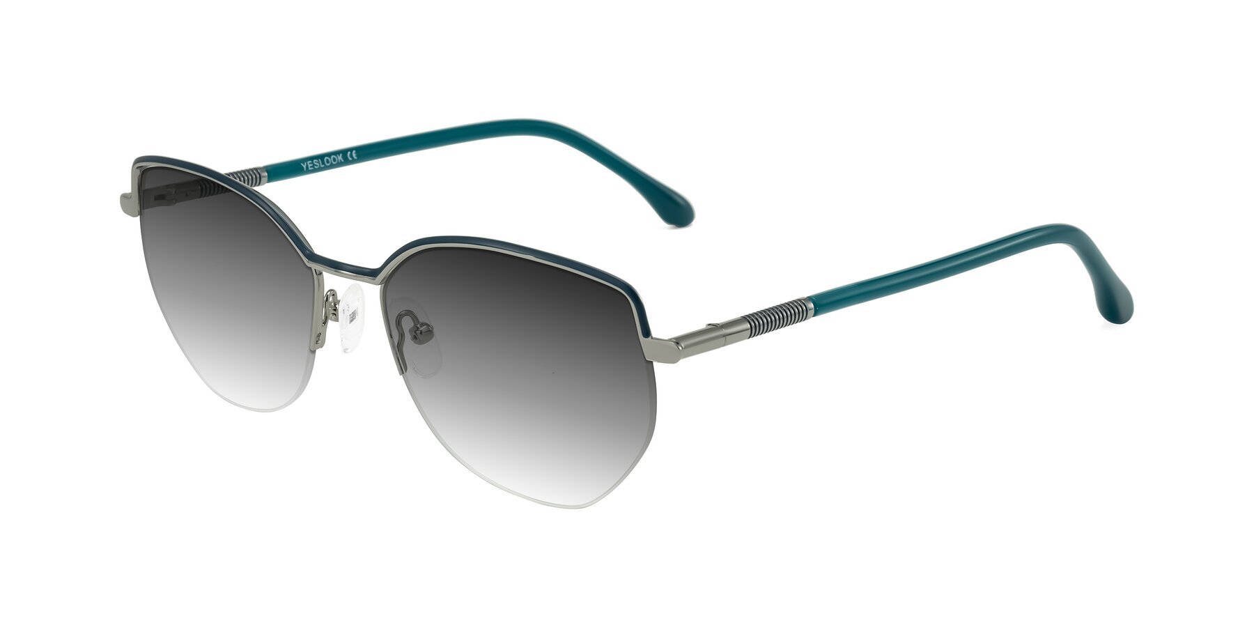 Angle of Heenan in Teal/Silver with Gray Gradient Lenses