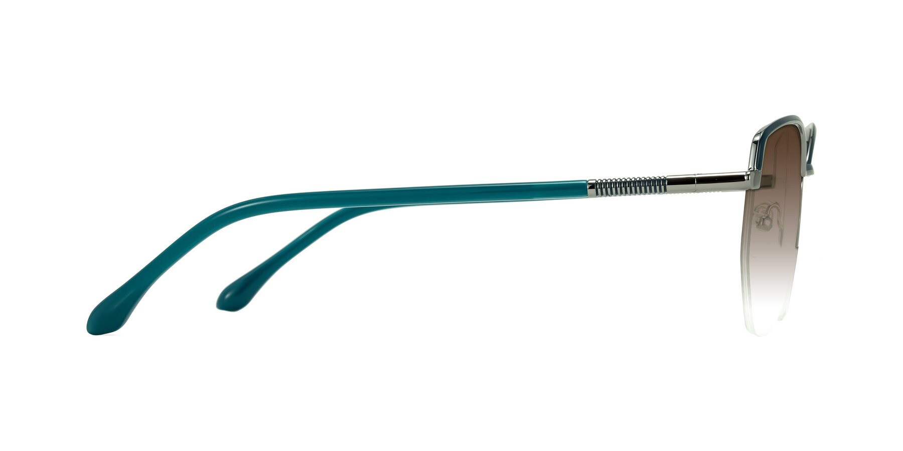 Side of Heenan in Teal/Silver with Brown Gradient Lenses