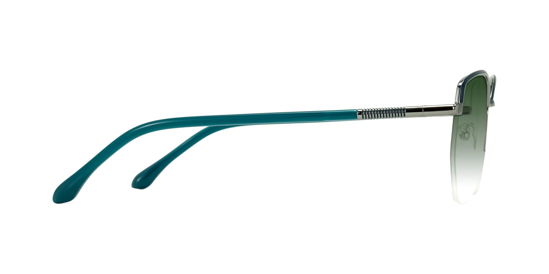 Side of Heenan in Teal/Silver with Green Gradient Lenses